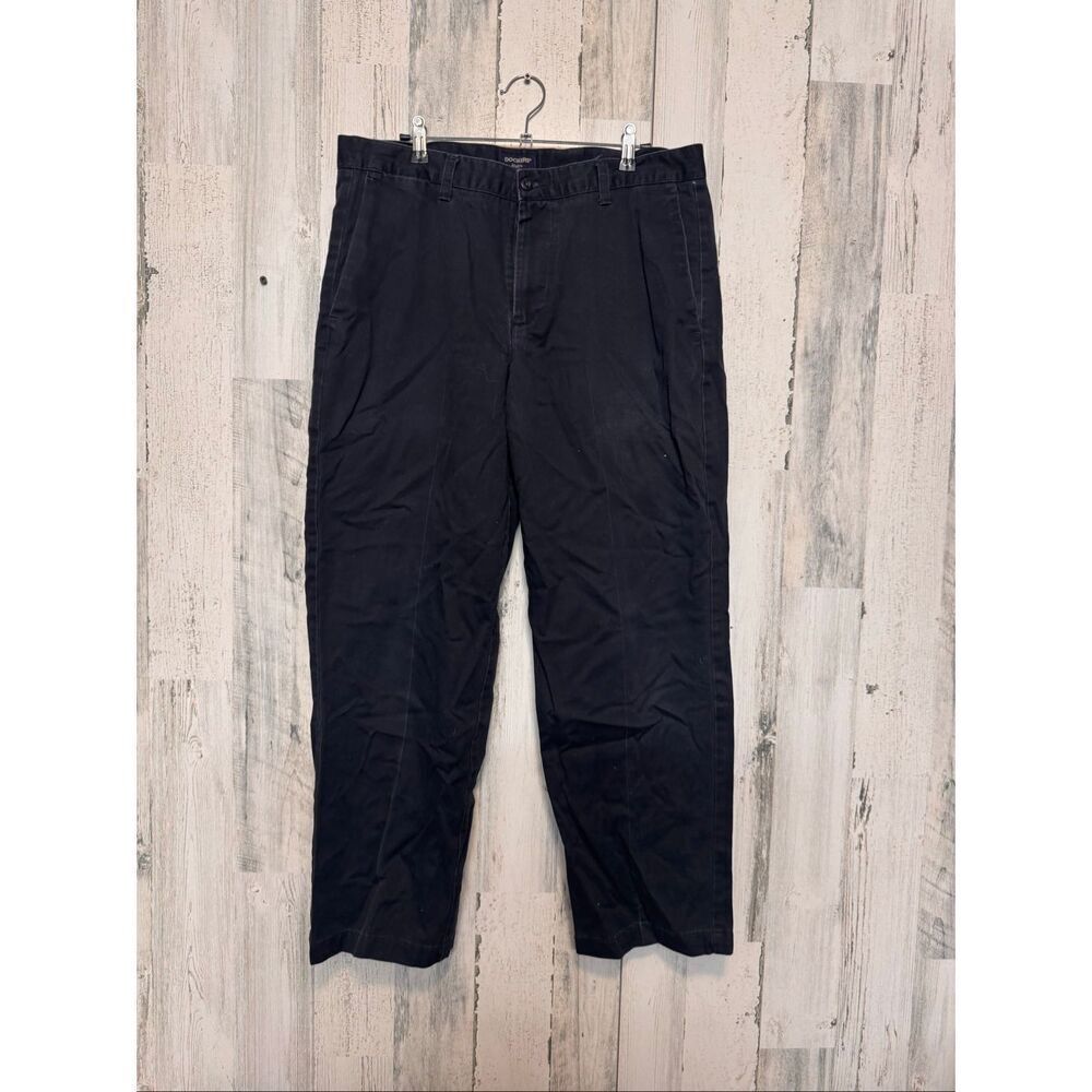 Dockers Khakis Men’s Pants 36x30 Black Flat Front Chino Casual Work